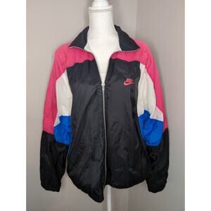 Vintage 90s Nike Spell Out Swoosh colorblock zip up track jacket lg